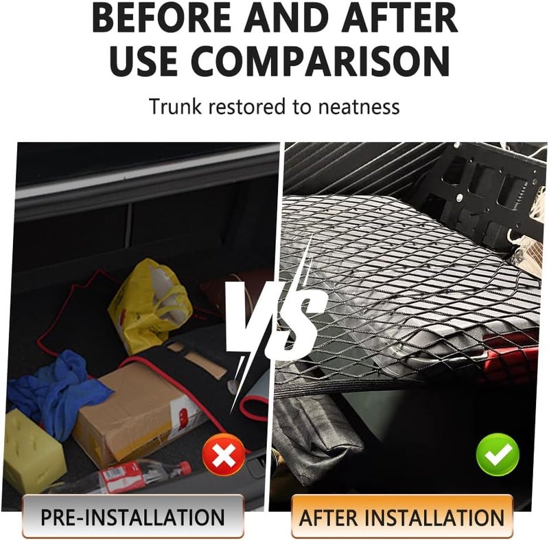 Figpade Cargo Net for SUV,Upgraded Highly Elastic Truck Cargo Net with Trunk Net Hooks - Stretch to 49.2"x43",Premium Truck Bed Netting for Cargo for Car Organizer and Storage (27.5" x 19.6") - Image 4